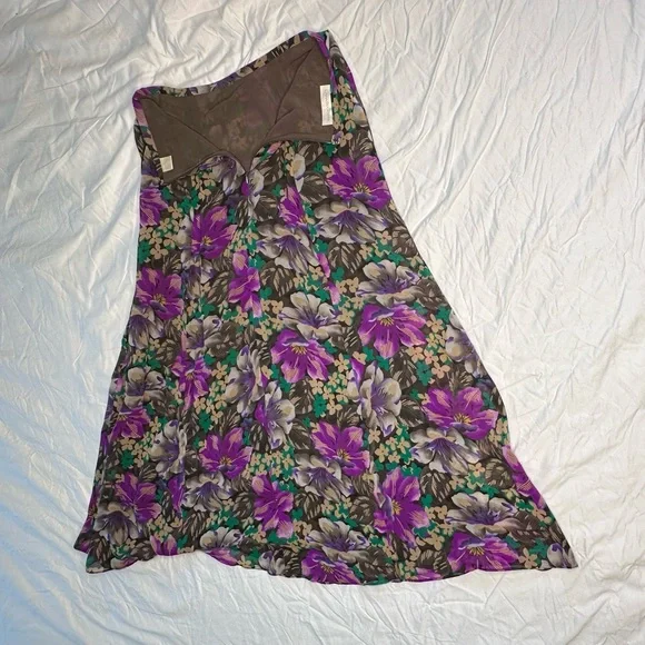 Dana Buchman 100% Silk Vintage Bias-Cut Floral Midi Skirt Size 4 Y2K Late 90s - Picture 12 of 12